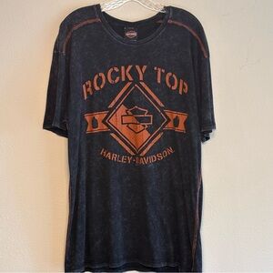 EUC Harley-Davidson Men’s Charcoal and Orange Rocky Top Short Sleeve Tee SZ - L